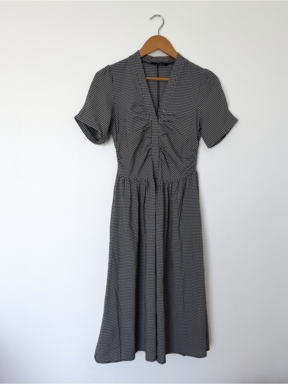 Cottage Maxi Black and White Gingham Drop waist Dress, Cotton